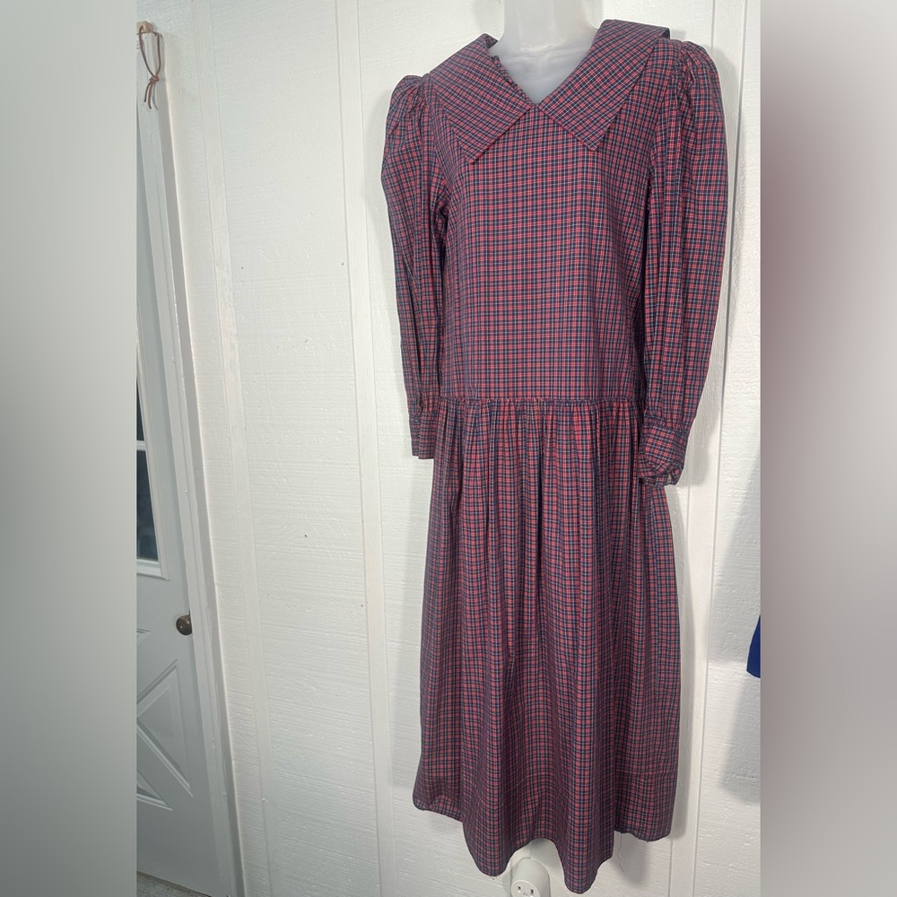 Vintage Maggie Breen Plaid Long Sleeve Dress No Size EUC